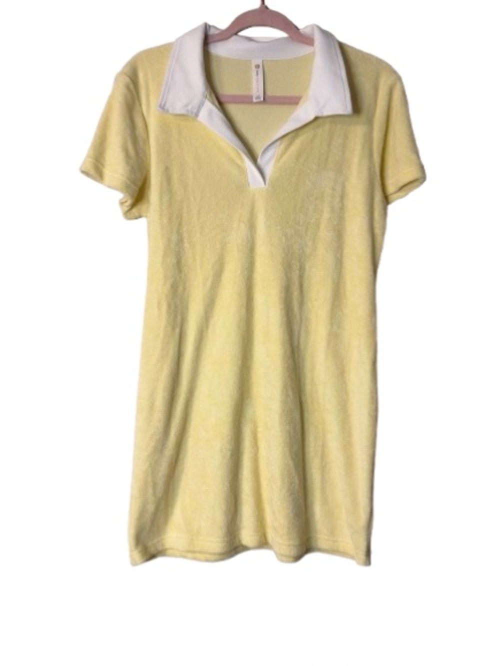 Casual Yellow Polo Mini Dress with White Collar, PL